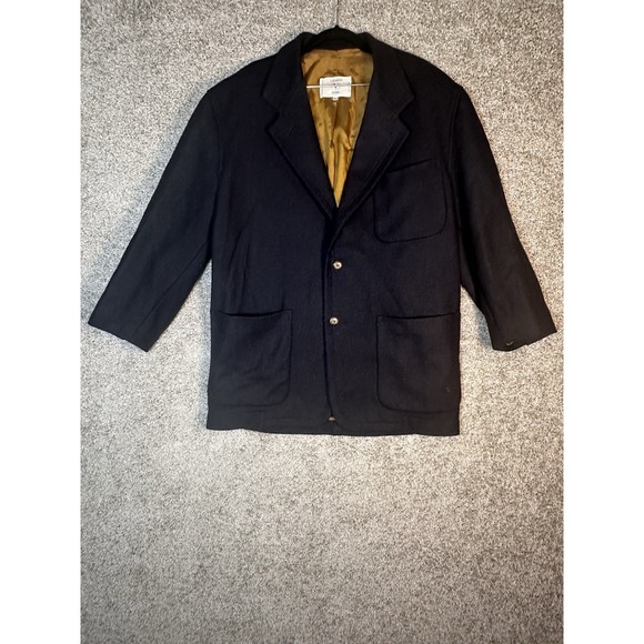 Valentino Uomo 100% Wool Blazer Jacket Navy‎ Gold Lining Made in Italy 42